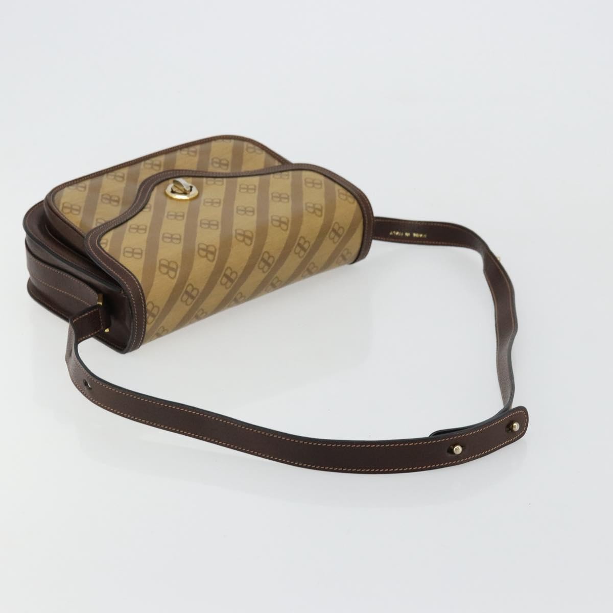 Balenciaga B. Shoulder Leather Beige Canvas Shoulder Bag Bag (Pre-Owned)