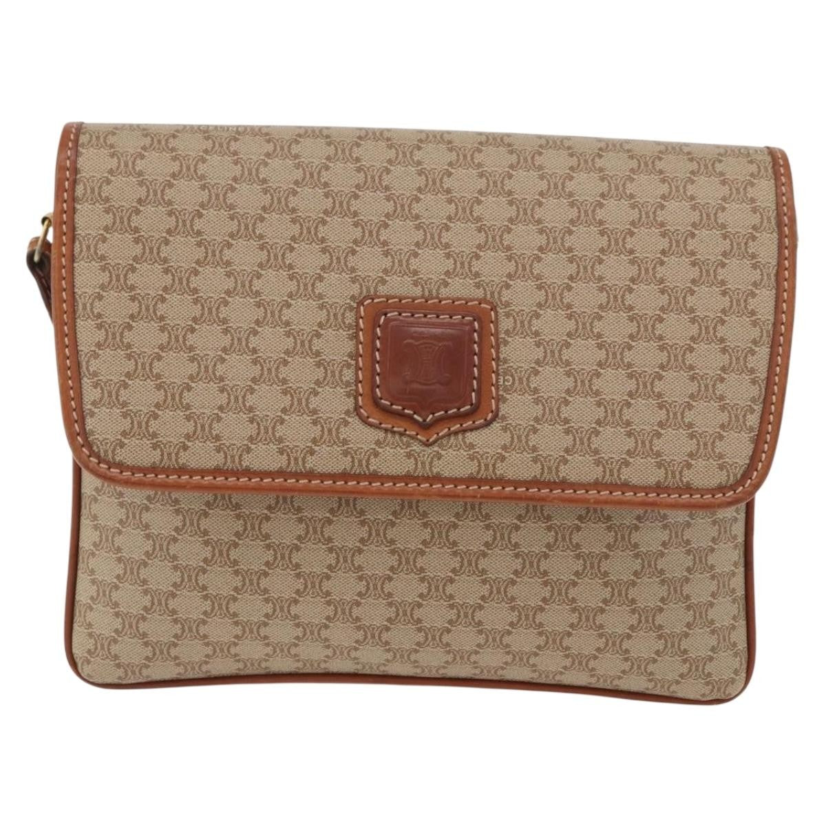 Celine Vintage Macadam Canvas And Leather Beige Canvas Shoulder Bag Bag (Pre-Owned)