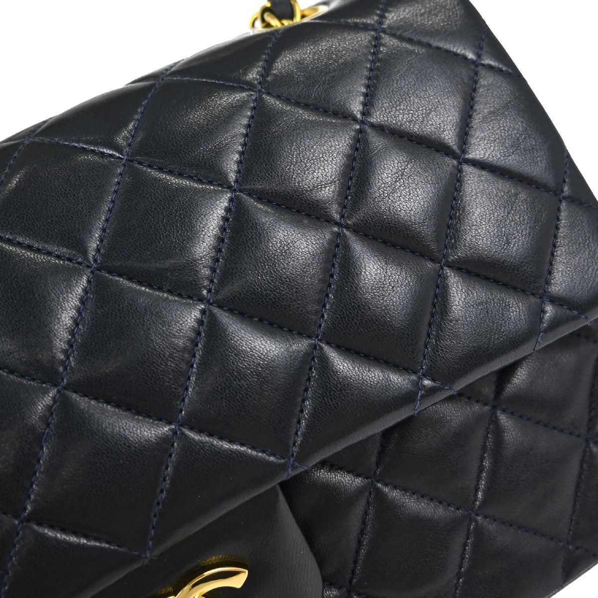 Chanel Timeless - Classic Double Flap Quilted Lambskin Navy Leather Shoulder Bag Bag (Pre-Owned)