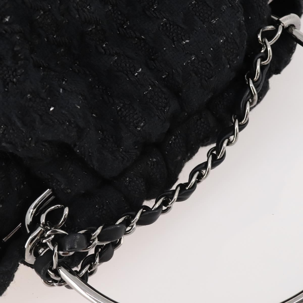 Chanel Knitting Satchel Boucle Tweed Black Tweed Handbag (Pre-Owned)