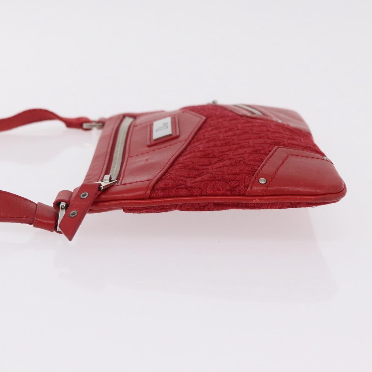 Christian Dior Vintage Street Chic Diorissimo Canvas With Leather Red Canvas Shoulder Bag Bag (Pre-Owned)
