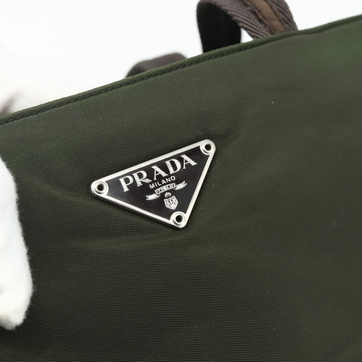 Prada Zip Tote Tessuto Khaki Nylon Tote Bag Bag (Pre-Owned)
