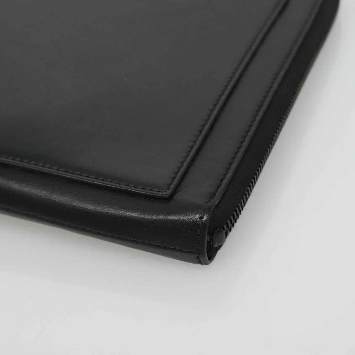 Saint Laurent Zip Pocket Leather Black Leather Clutche & Pouche Bag (Pre-Owned)