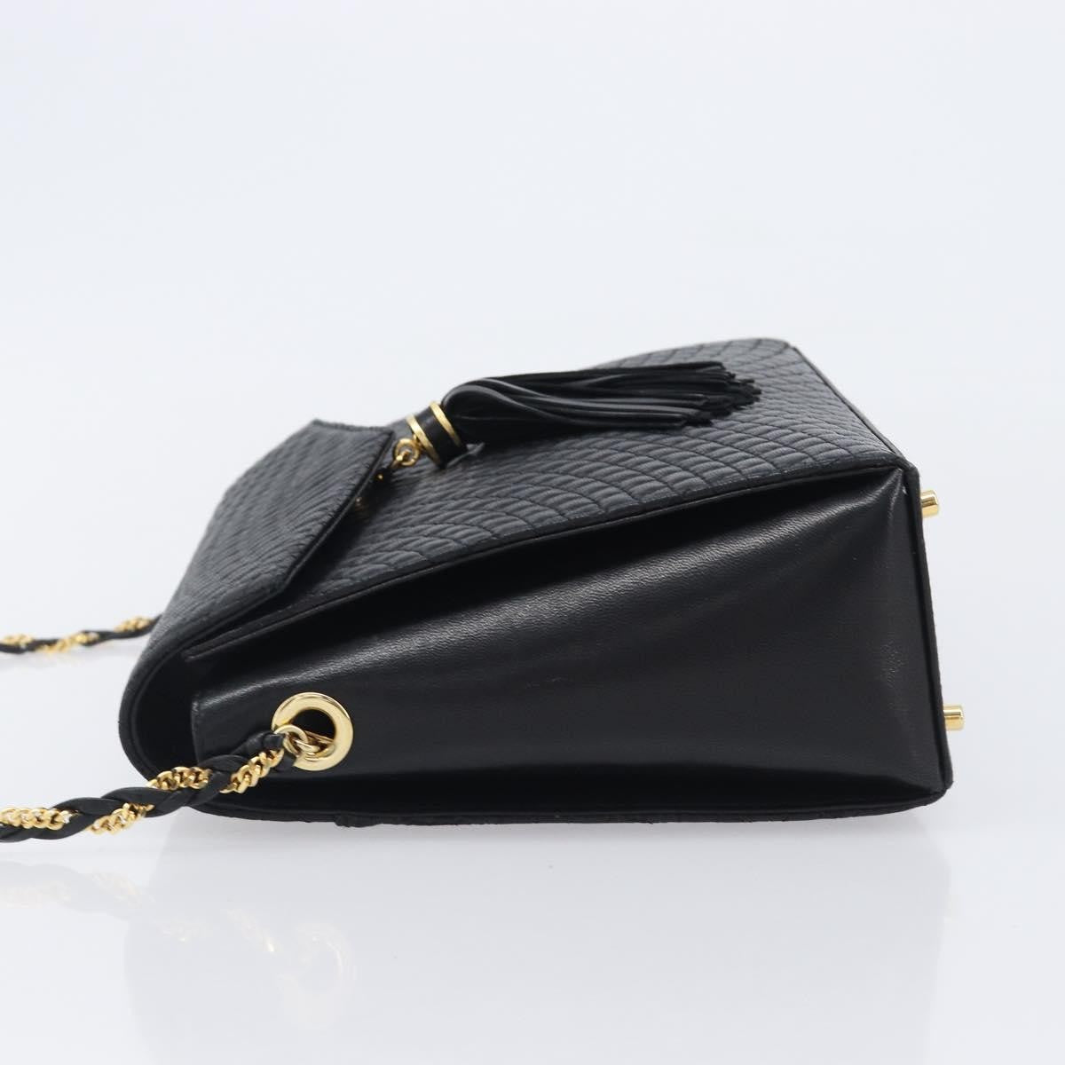 Bally Vintage Chain Quilted Leather Black Leather Shoulder Bag Bag (Pre-Owned)