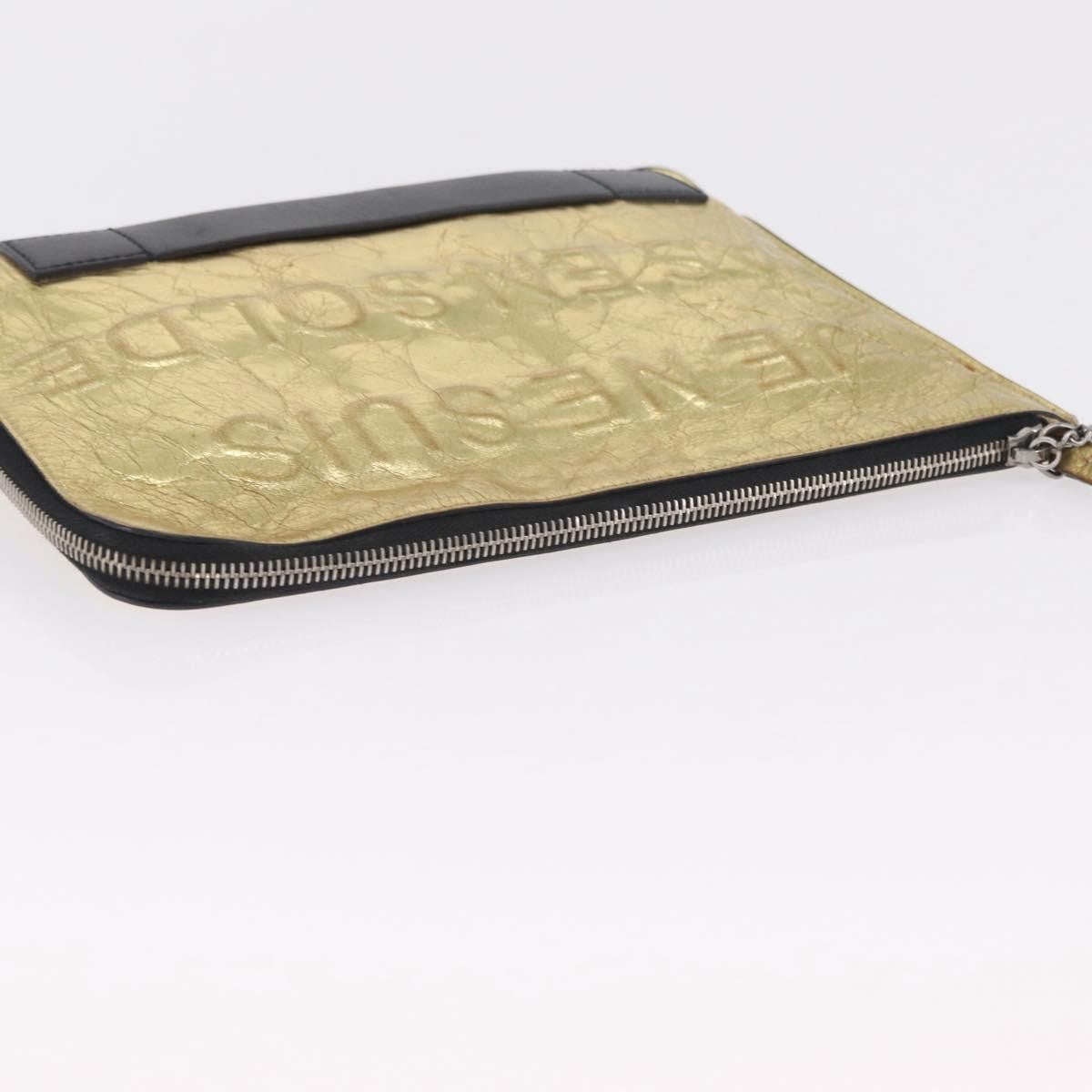 Chanel Feminine Crinkled Leather Gold Leather Clutche & Pouche Bag (Pre-Owned)