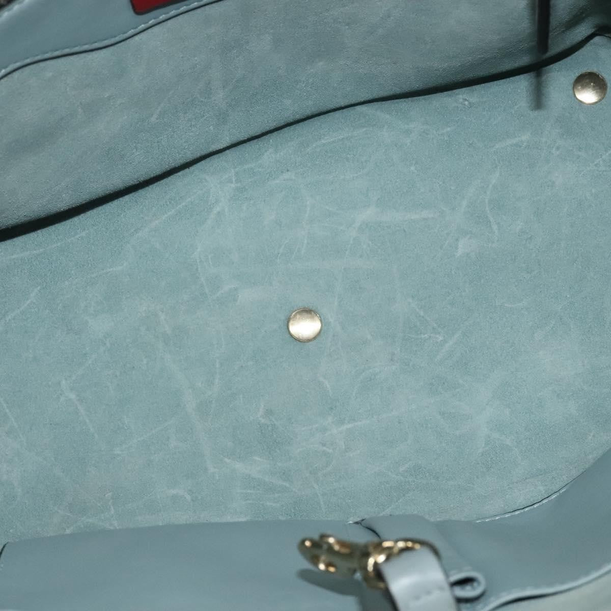 Valentino Garavani Demilune Flap Satchel Leather Blue Leather Bag (Pre-Owned)