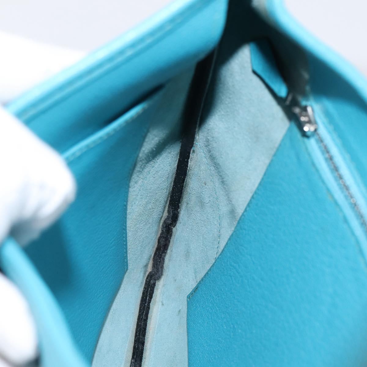 Hermes Trim Clemence Blue Leather Handbag (Pre-Owned)