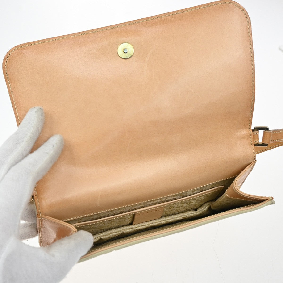 Celine C Macadam Shoulder Suede Beige Suede Handbag (Pre-Owned)