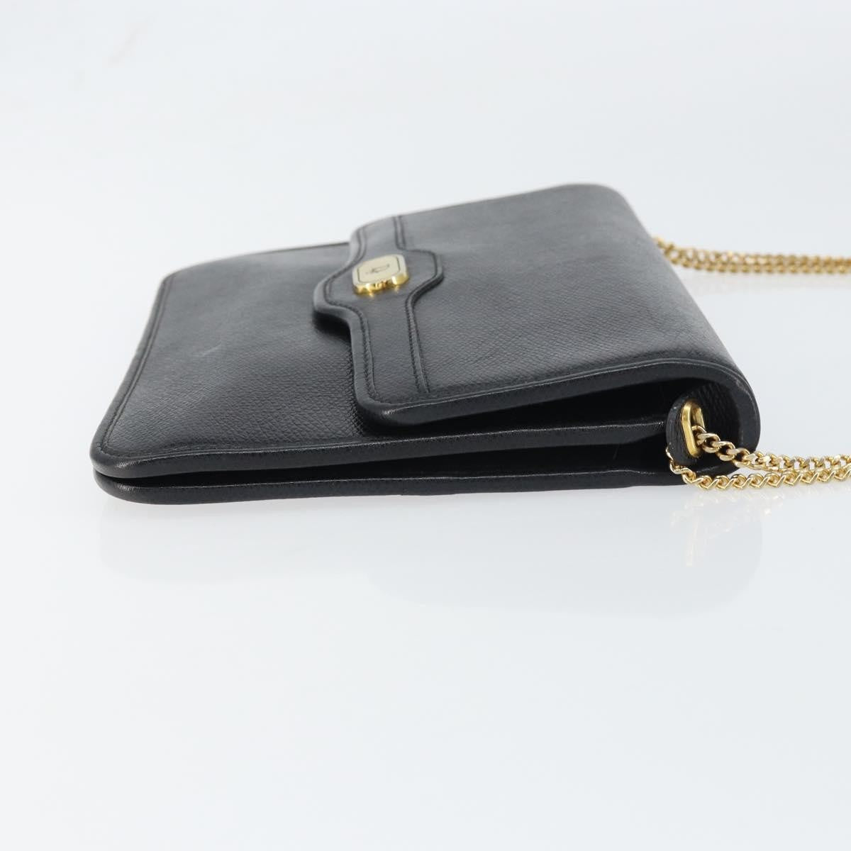 Christian Dior Vintage Cd Chain Flap Leather Black Leather Shoulder Bag Bag (Pre-Owned)