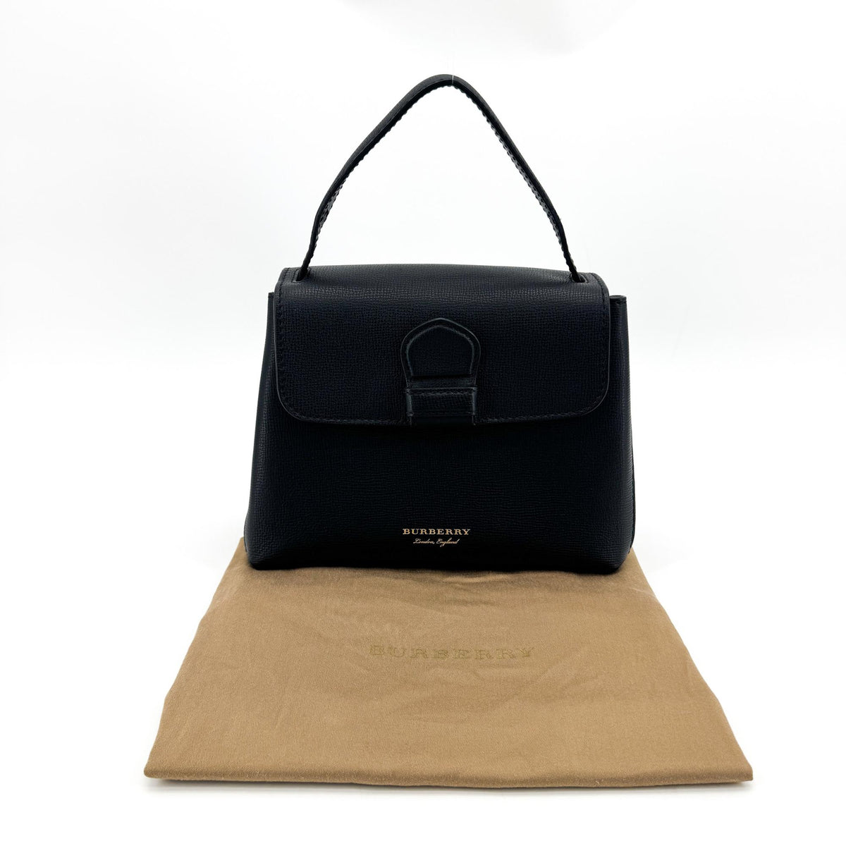 Burberry Camberley Top Handle Leather Black Leather Handbag (Pre-Owned)