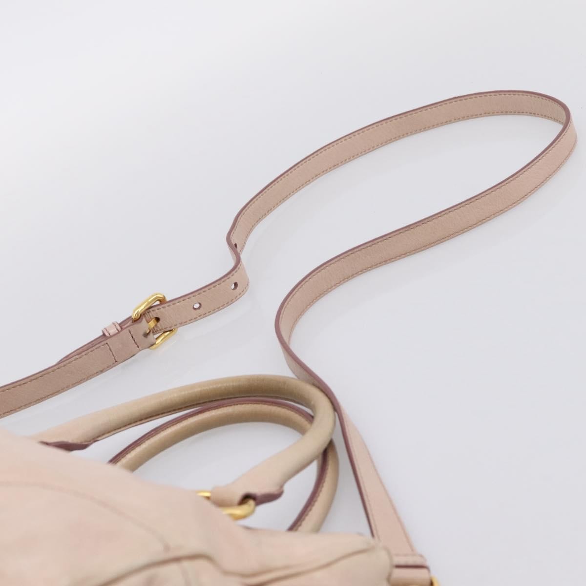 Miu Miu Vitello Lux Ring Satchel Leather Pink Leather Handbag (Pre-Owned)
