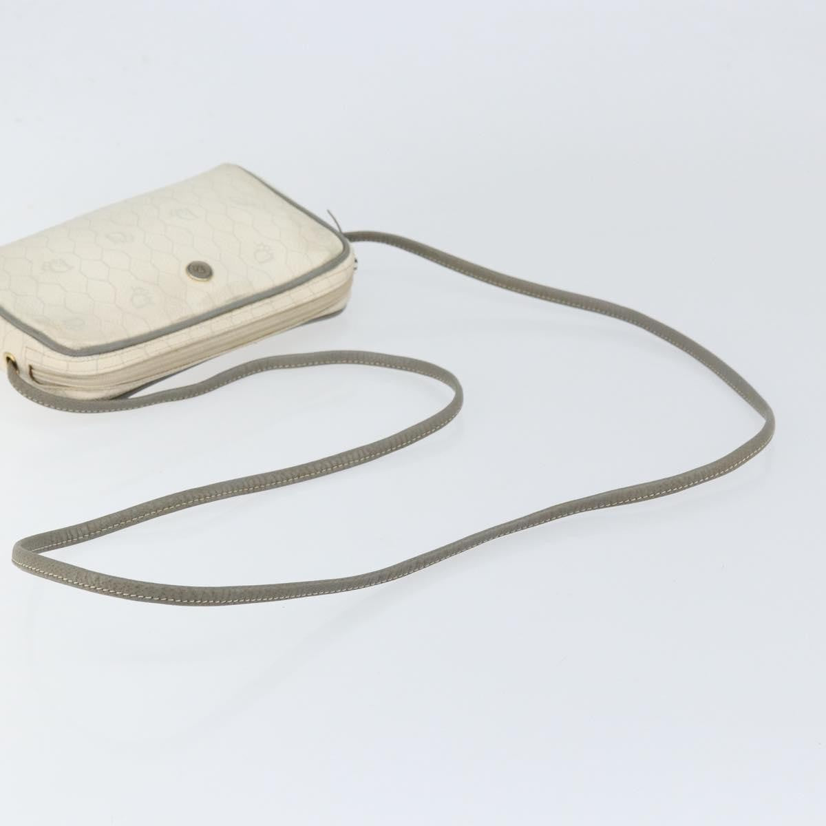 Christian Dior Vintage Honeycomb Zip Coated Canvas White Canvas Clutche & Pouche Bag (Pre-Owned)