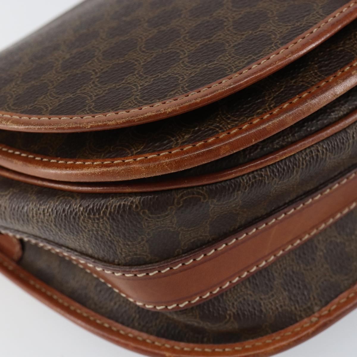 Celine Vintage Macadam Canvas And Leather Brown Canvas Shoulder Bag Bag (Pre-Owned)
