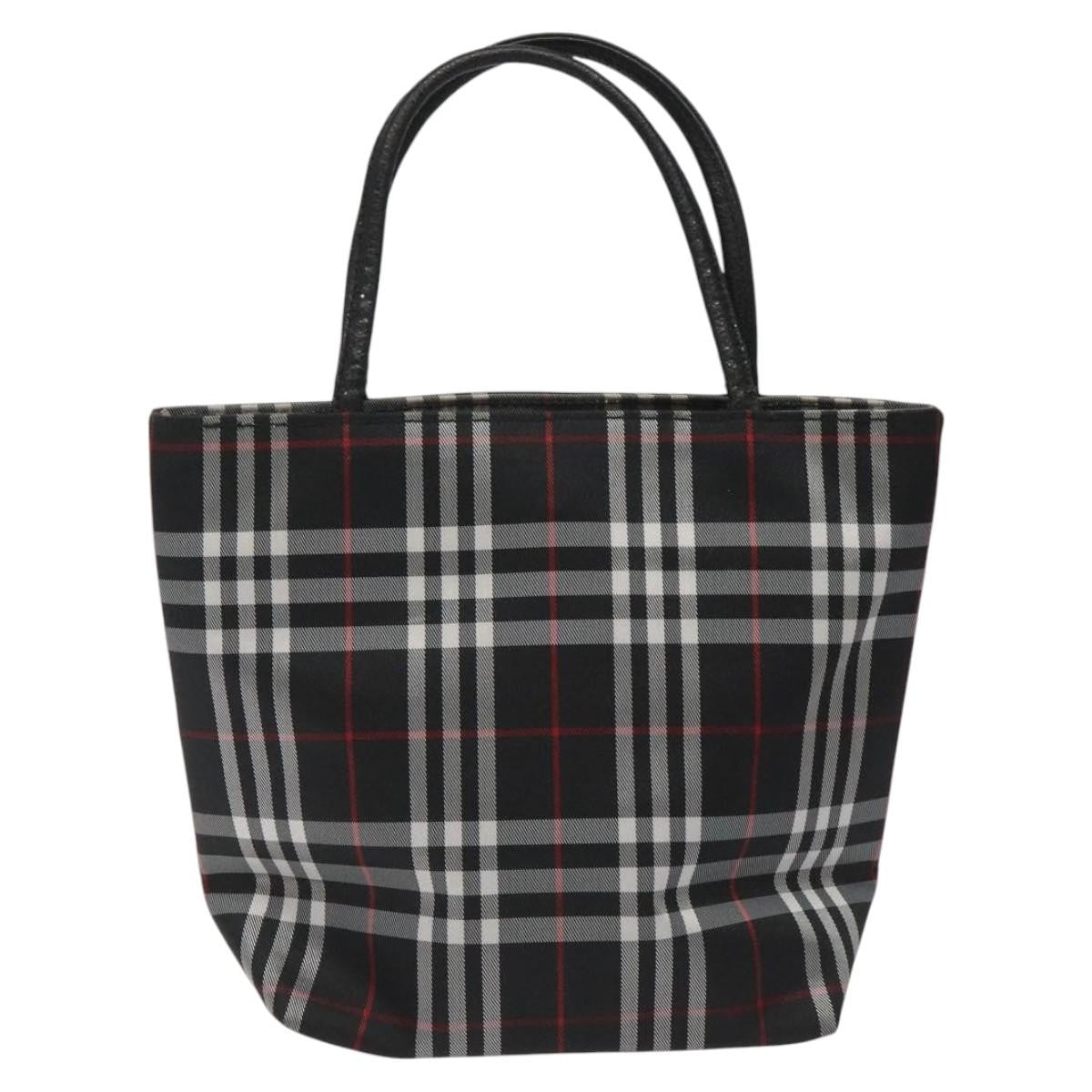 Burberry Nova Check Tote Nylon Black Nylon Handbag (Pre-Owned)