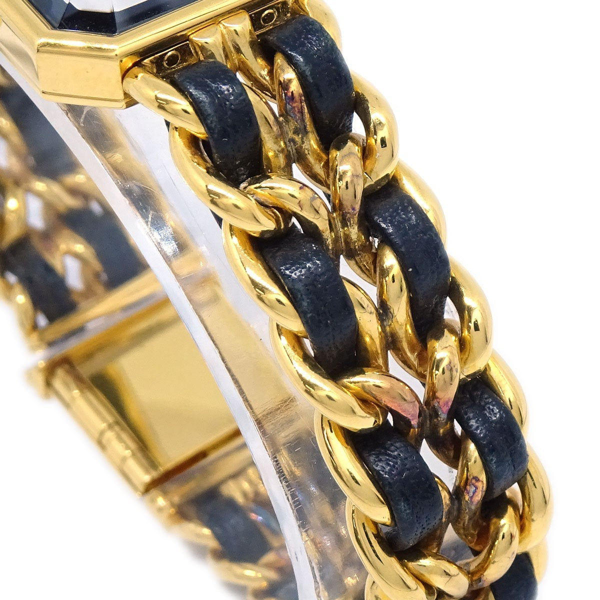 Chanel Premiere Rock Quartz Plated Metal And Leather Watch (Pre-Owned)