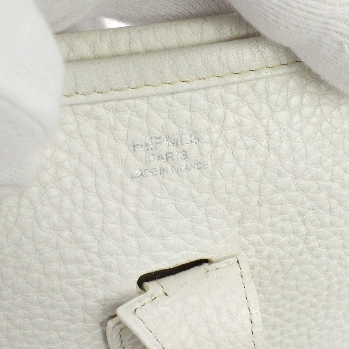 Hermes Evelyne Bag Gen Iii Clemence White Leather Shoulder Bag Bag (Pre-Owned)