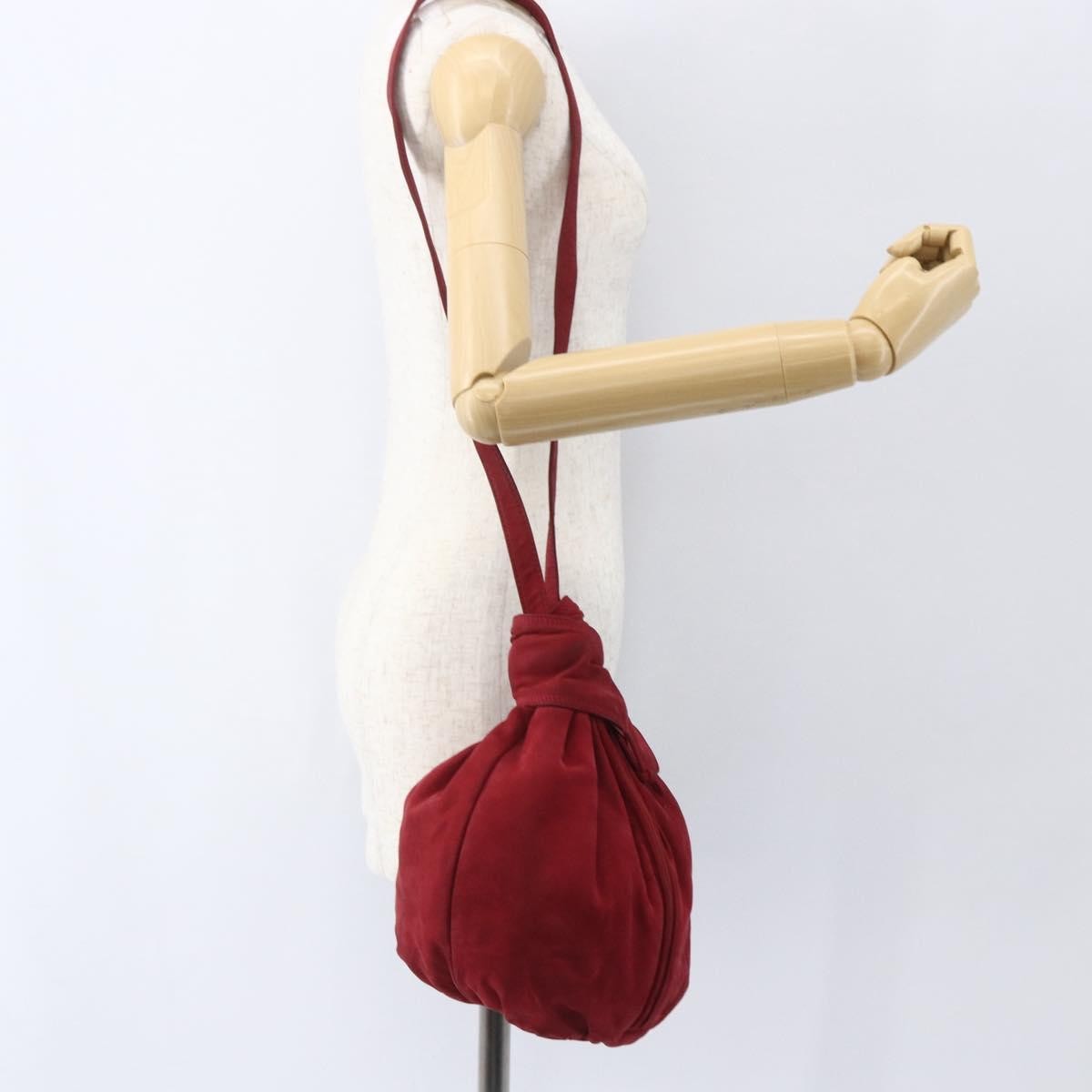 Loewe Anagram Leather Red Suede Shoulder Bag Bag (Pre-Owned)
