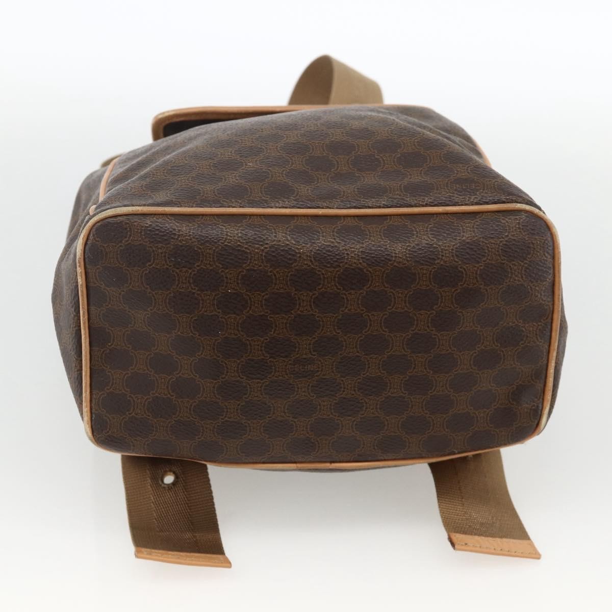 Celine Vintage Drawstring Flap Macadam Coated Canvas Brown Canvas Backpack Bag (Pre-Owned)