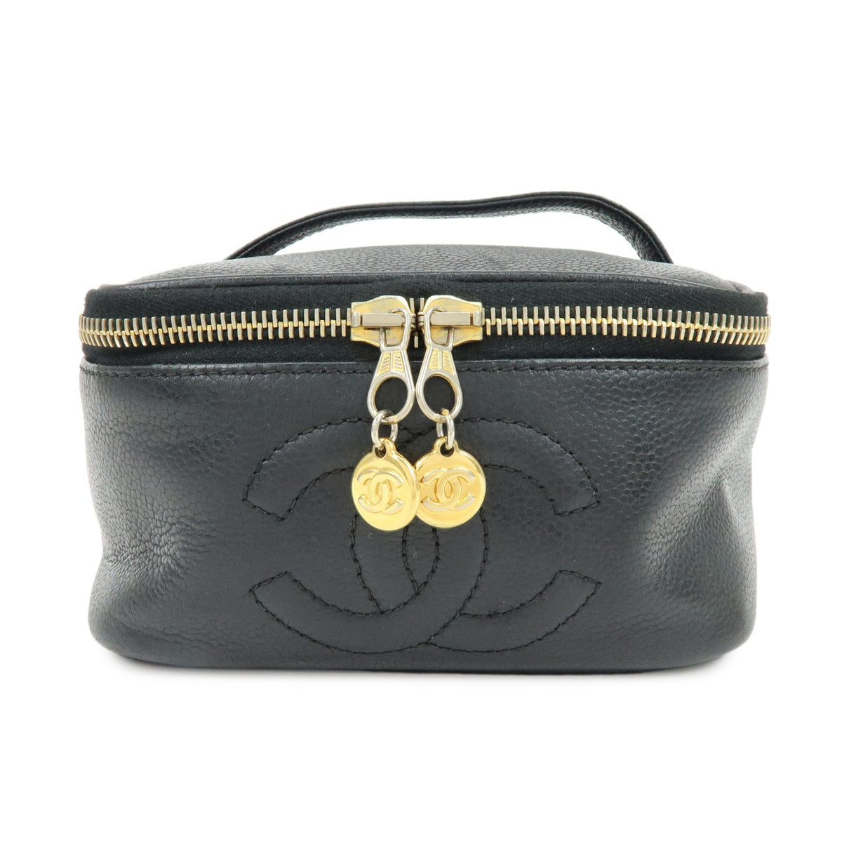 Chanel Vintage Timeless Cosmetic Case Caviar Black Leather Clutche & Pouche Bag (Pre-Owned)