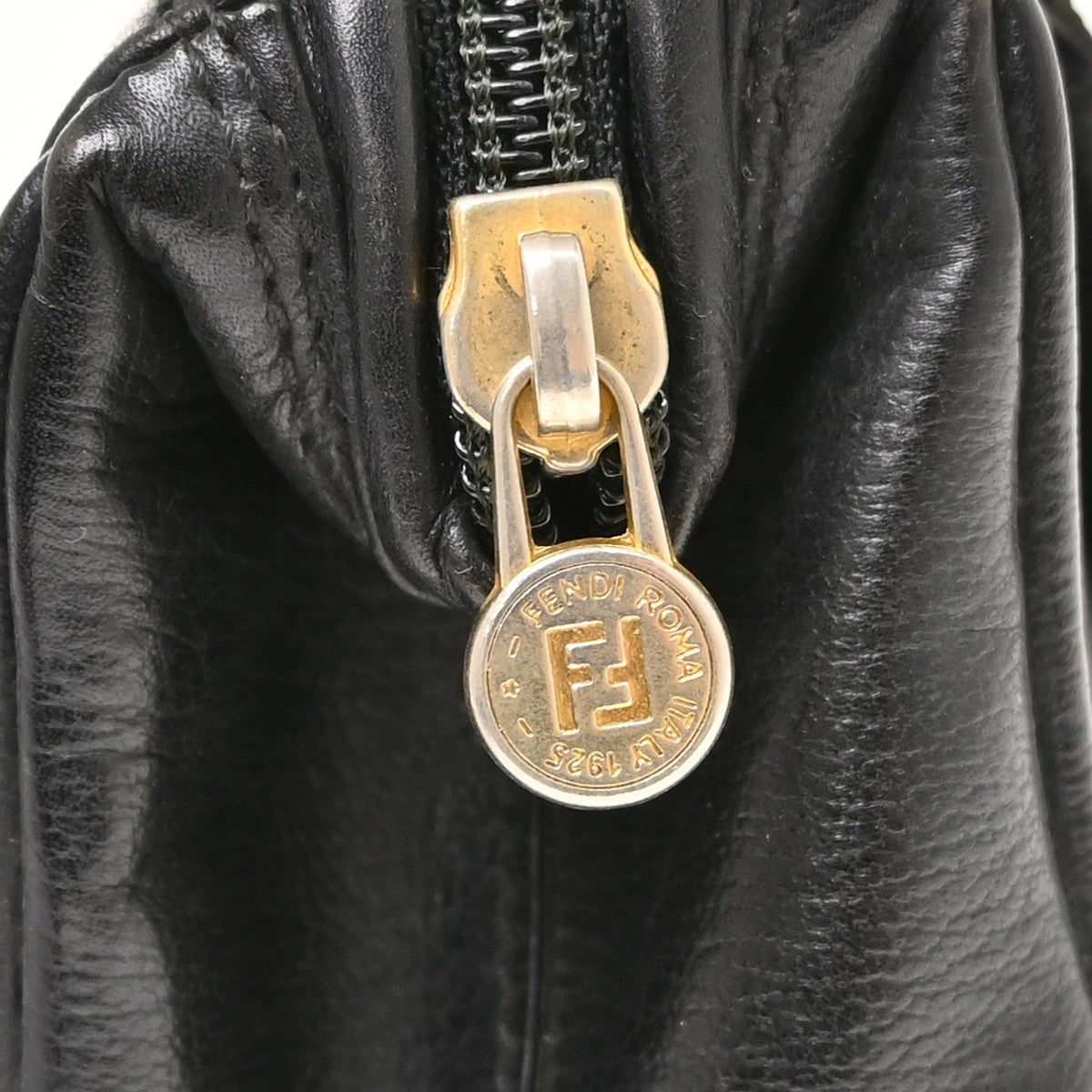 Fendi Convertible Boston Patent Black Leather Handbag (Pre-Owned)