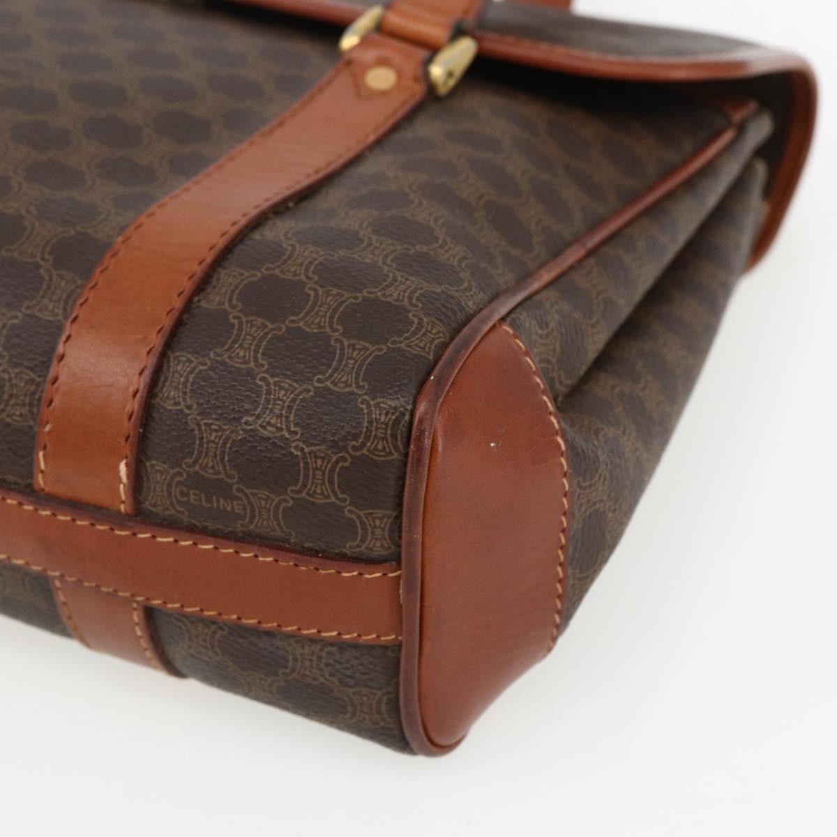 Celine Vintage Macadam Canvas And Leather Brown Canvas Handbag (Pre-Owned)