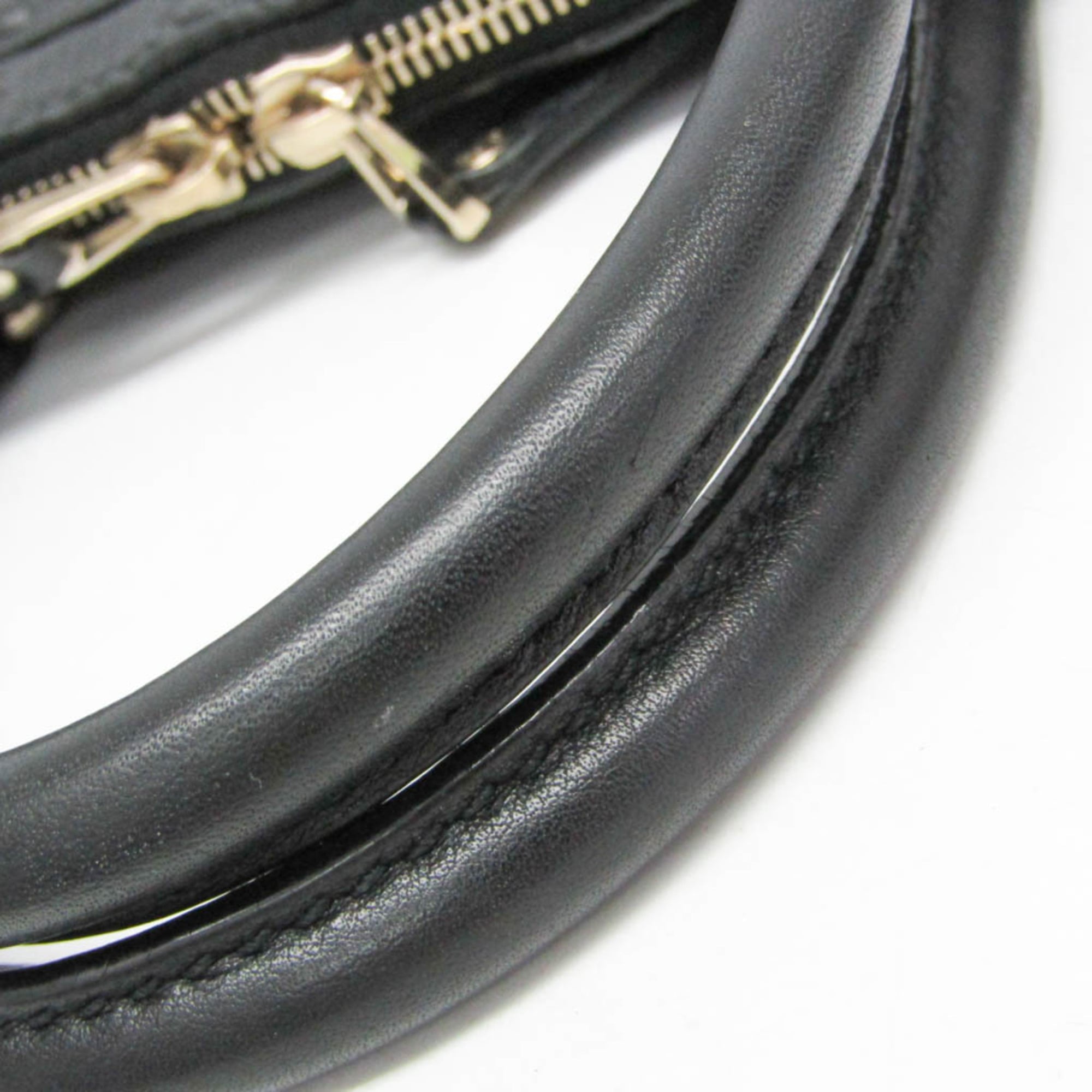 Gucci Convertible Briefcase Guccissima Leather Black Leather Briefcase Bag (Pre-Owned)