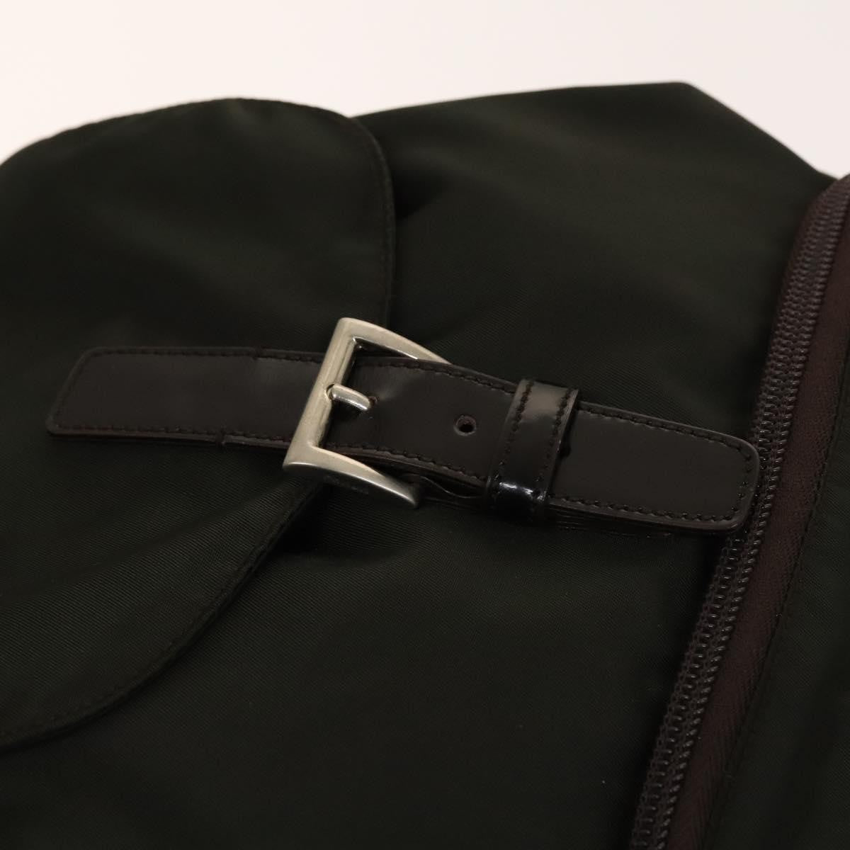 Prada Front Pocket Buckle Nylon Khaki Nylon Backpack Bag (Pre-Owned)
