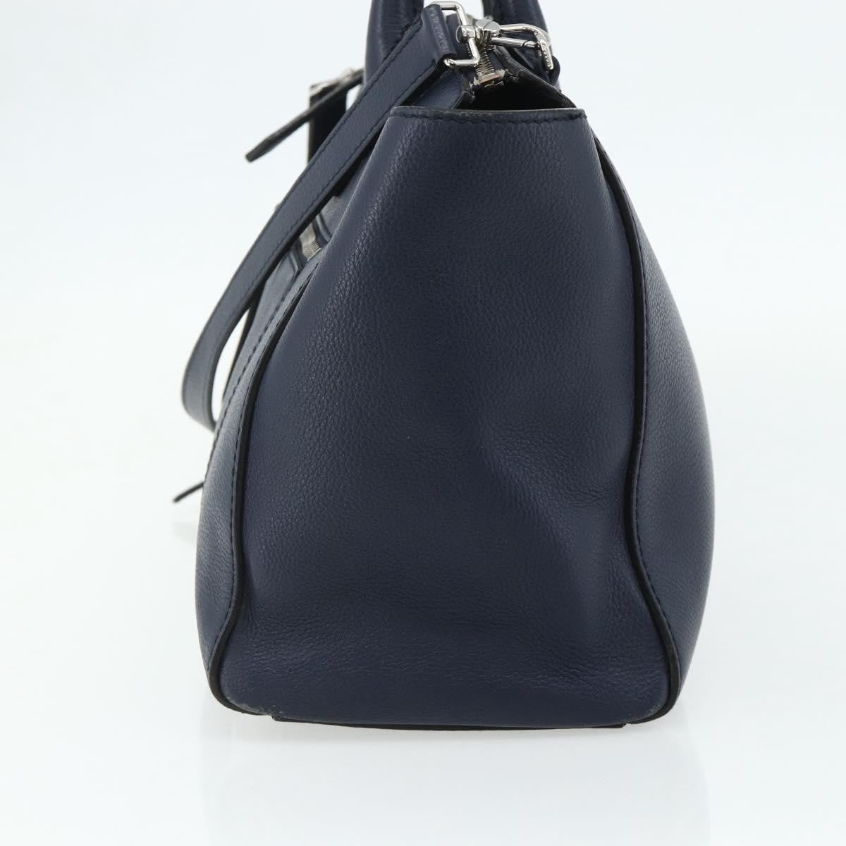 Bally Vintage Leather Navy Leather Handbag (Pre-Owned)