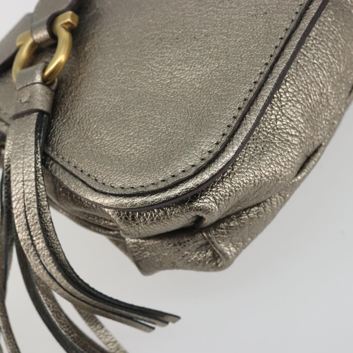 Salvatore Ferragamo Gancini Leather Silver Leather Shoulder Bag Bag (Pre-Owned)