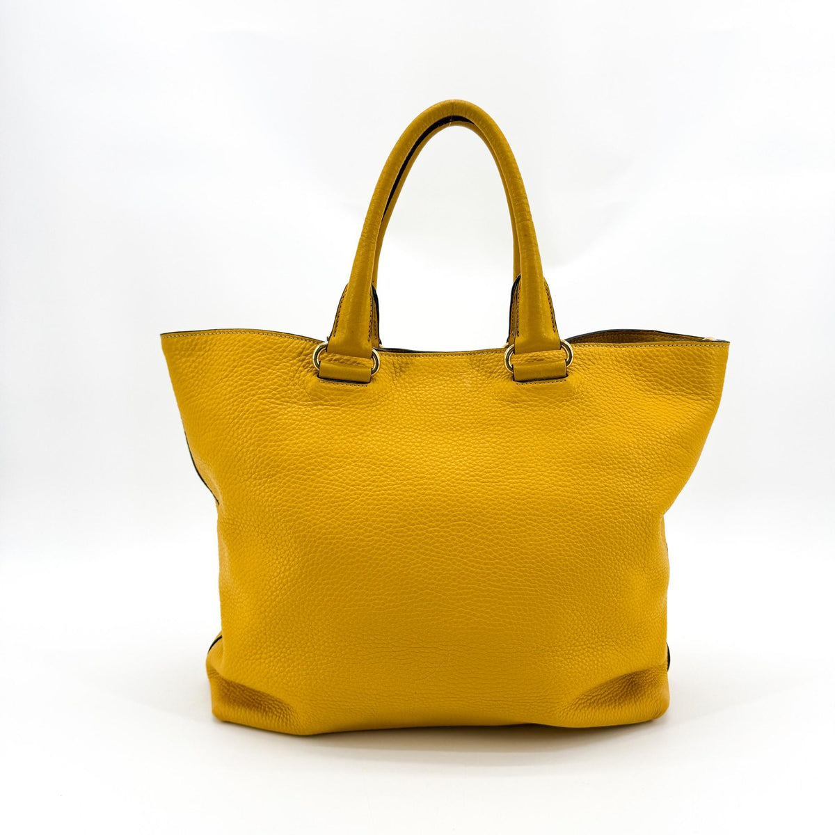 Prada Front Pocket Convertible Tote Leather Yellow Leather Tote Bag Bag (Pre-Owned)