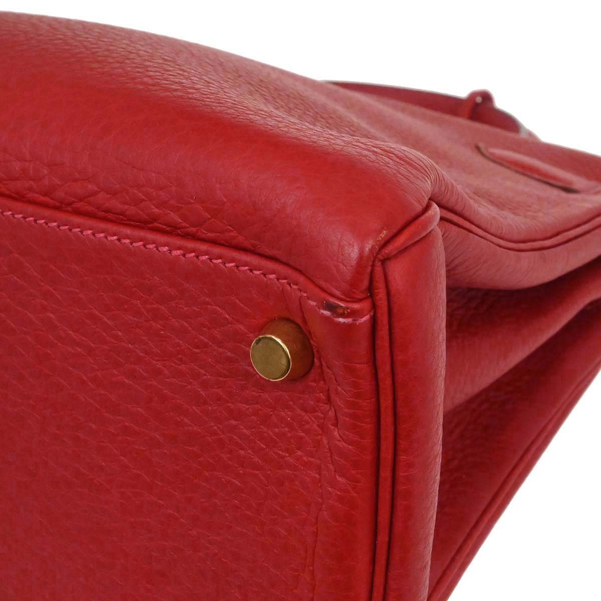 Hermes Kelly Red Togo With Gold Hardware Red Leather Handbag (Pre-Owned)
