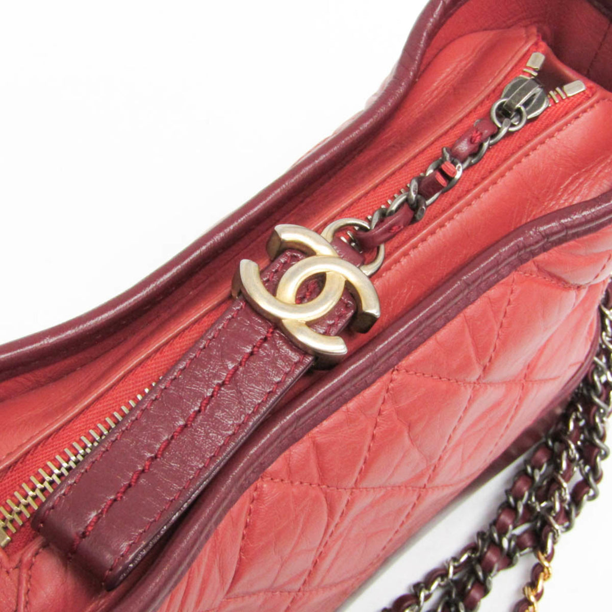 Chanel Gabrielle Hobo Quilted Aged Calfskin Pink Leather Shoulder Bag Bag (Pre-Owned)