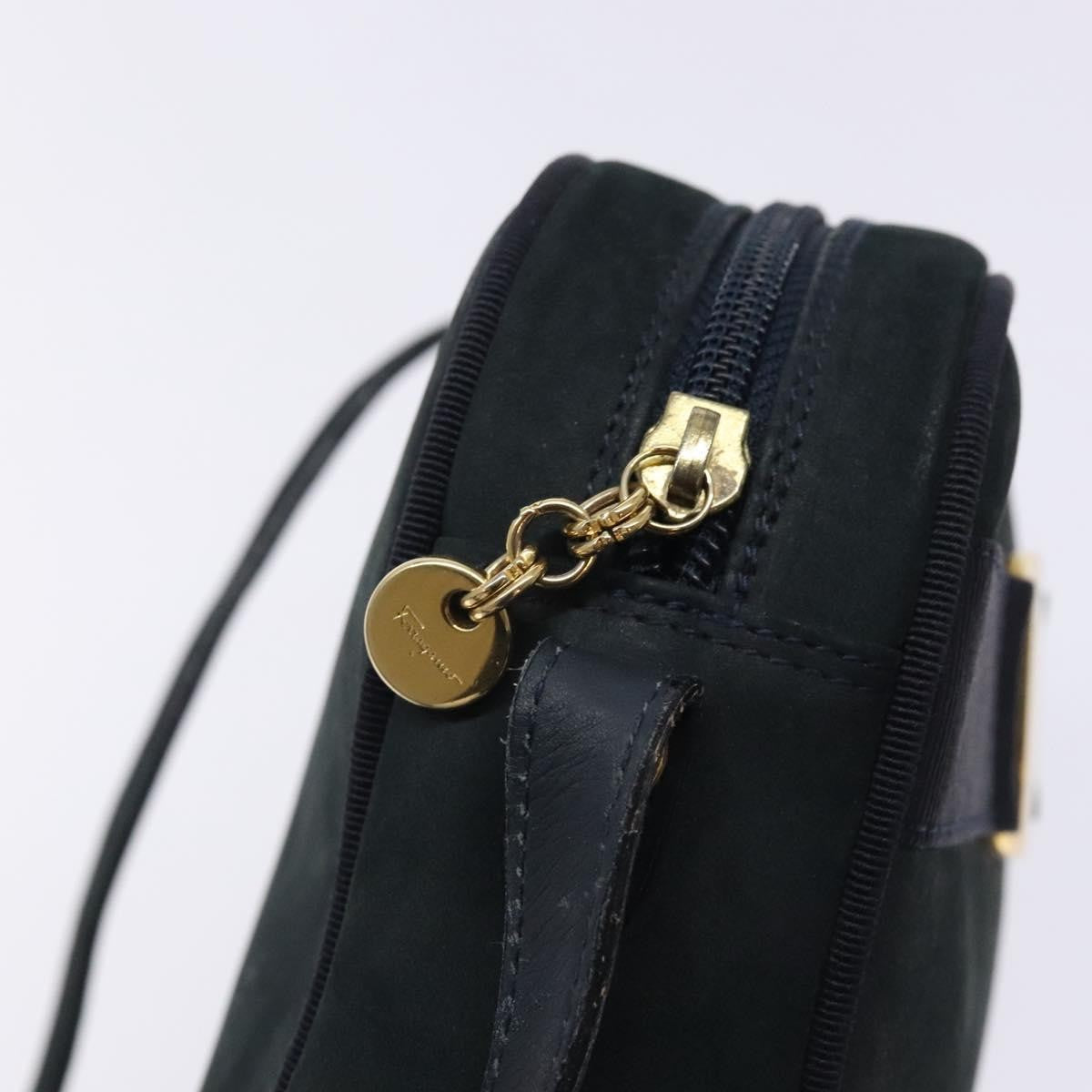 Salvatore Ferragamo Vala Suede Navy Suede Shoulder Bag Bag (Pre-Owned)