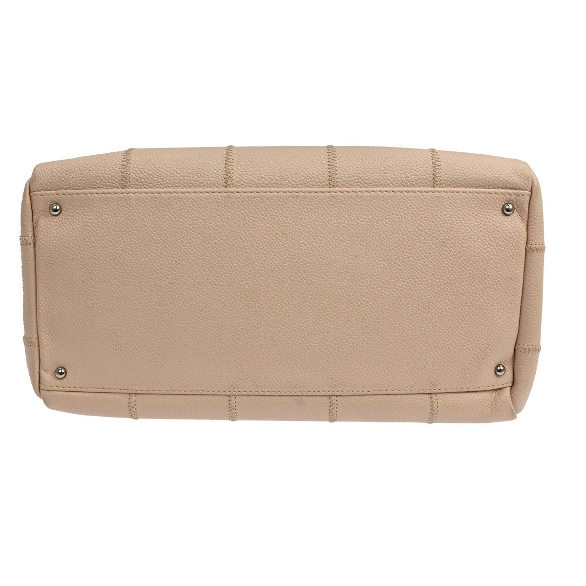 Chanel Square Stitch Quilted Caviar Beige Leather Shoulder Bag Bag (Pre-Owned)