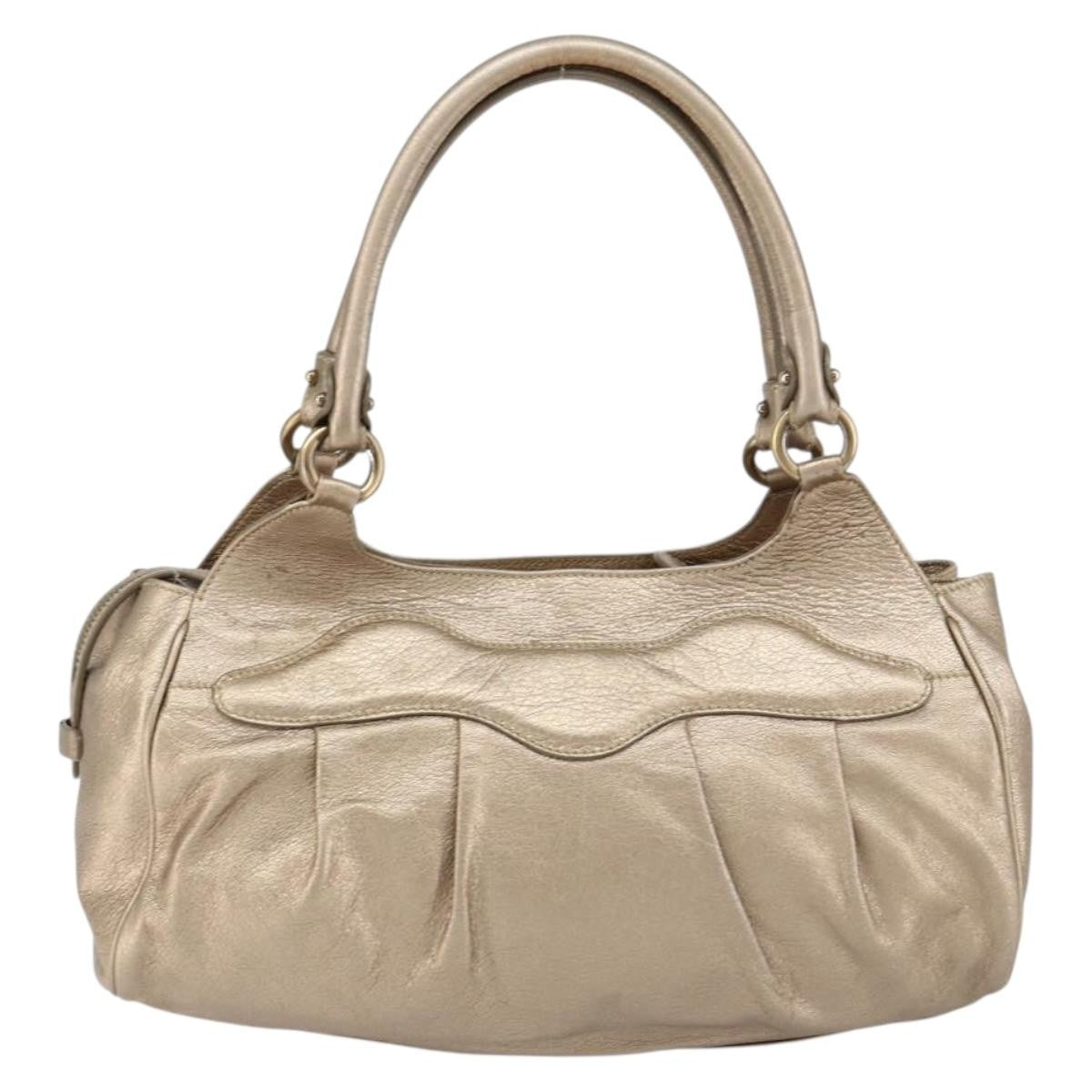 Salvatore Ferragamo Gancini Tote Leather Gold Leather Tote Bag Bag (Pre-Owned)