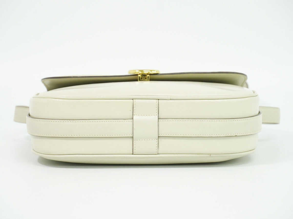 Celine Flap Shoulder Leather Beige Leather Shoulder Bag Bag (Pre-Owned)