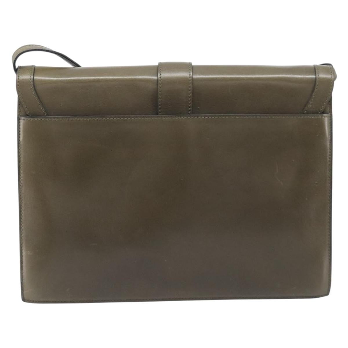 Celine Shoulder Leather Khaki Leather Shoulder Bag Bag (Pre-Owned)