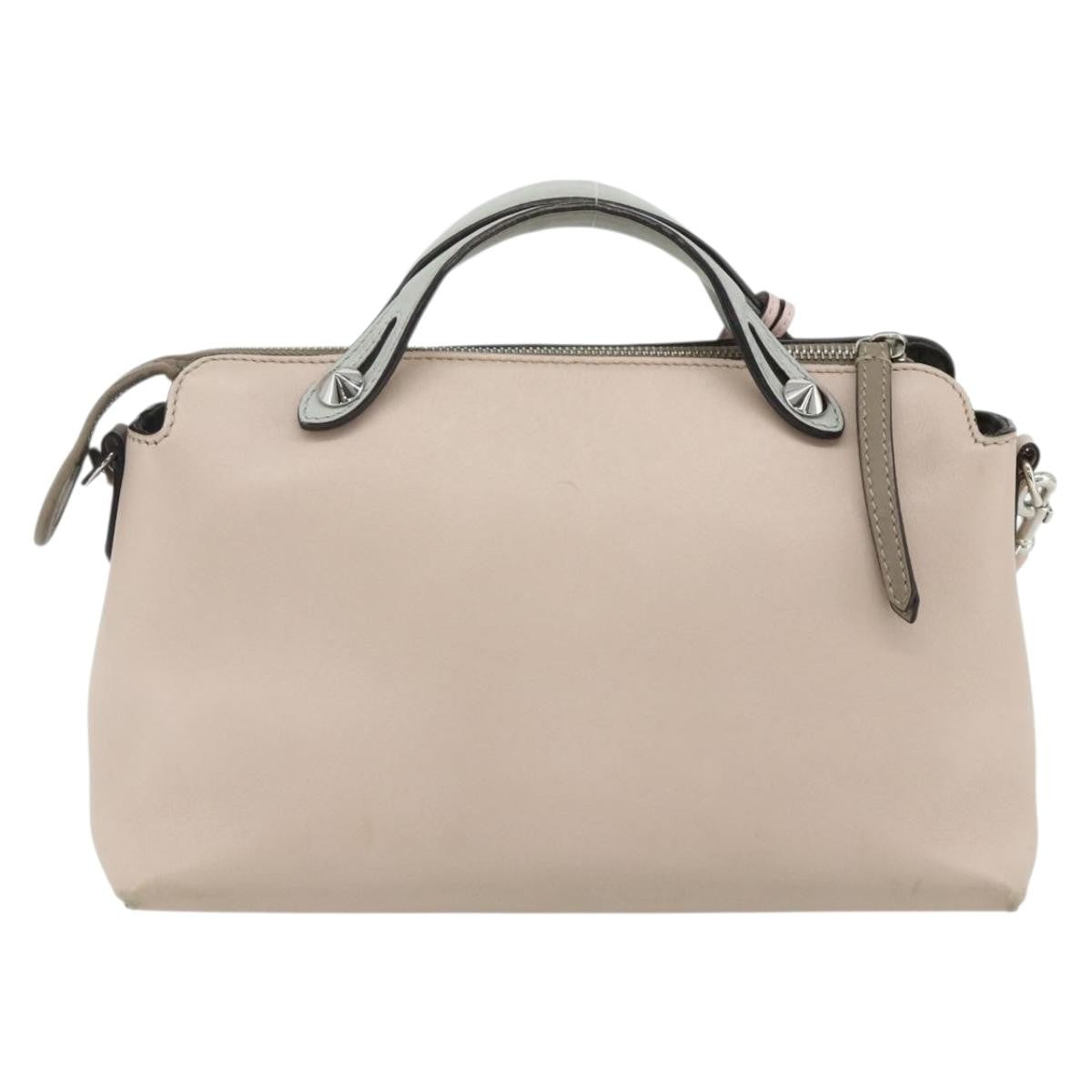 Fendi By The Way Satchel Leather Beige Leather Handbag (Pre-Owned)