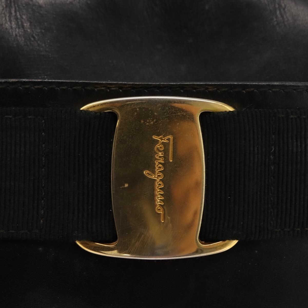 Salvatore Ferragamo Vala Leather Black Leather Shoulder Bag Bag (Pre-Owned)