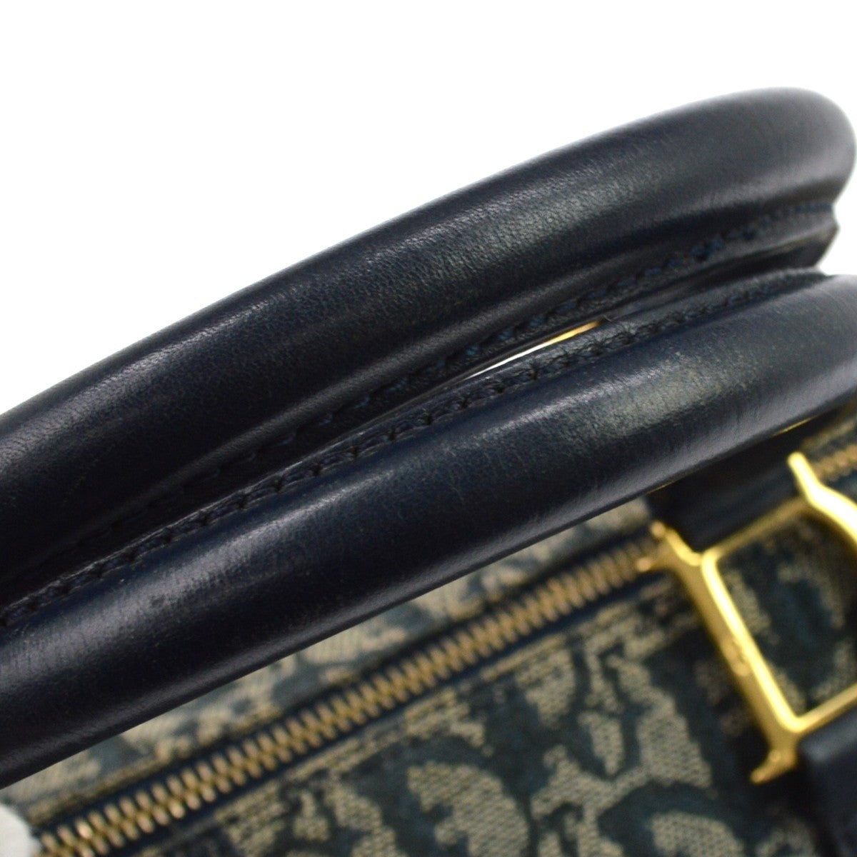 Christian Dior Vintage Trotter Boston Diorissimo Canvas Navy Canvas Handbag (Pre-Owned)