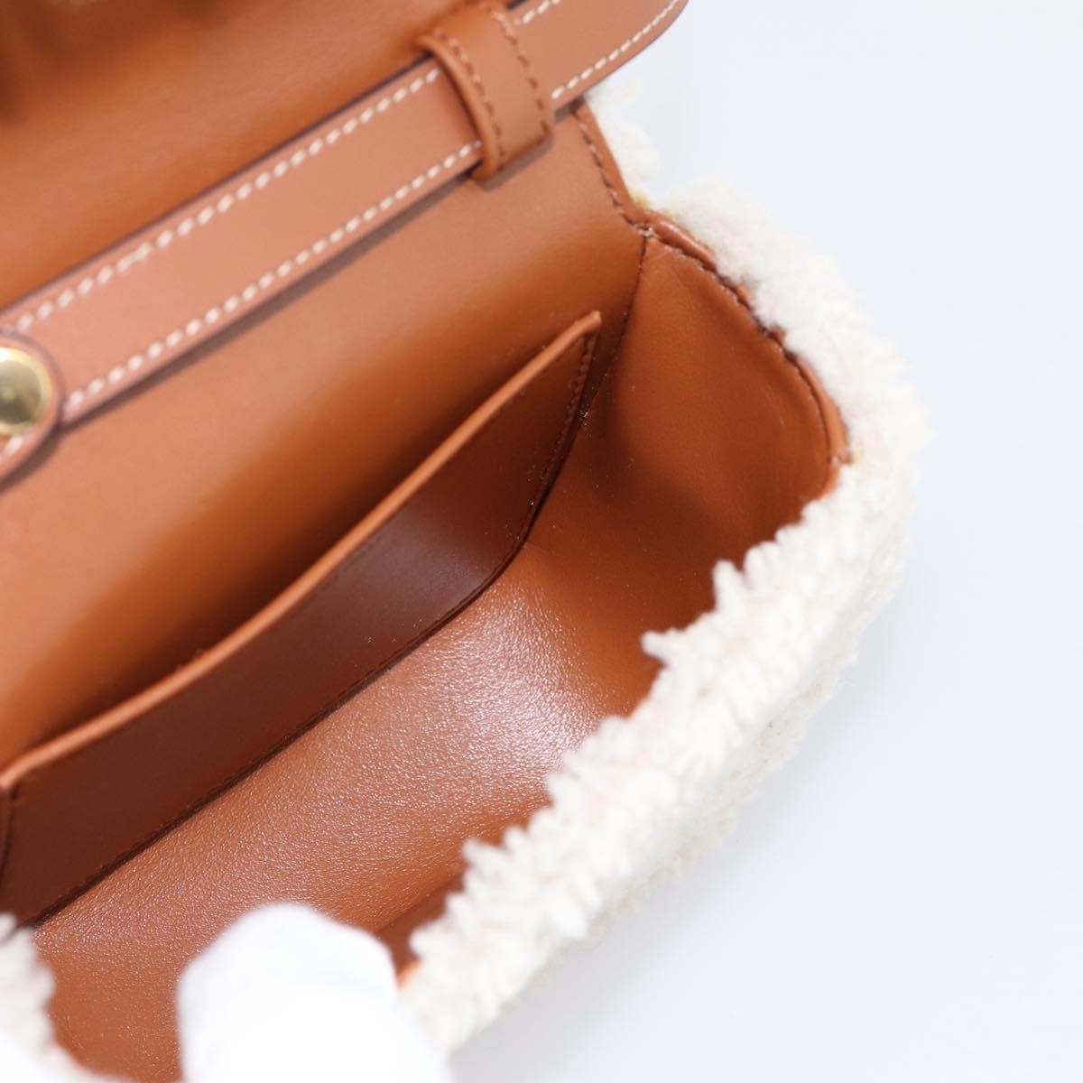Celine Triomphe Shoulder Shearling Beige Wool Handbag (Pre-Owned)