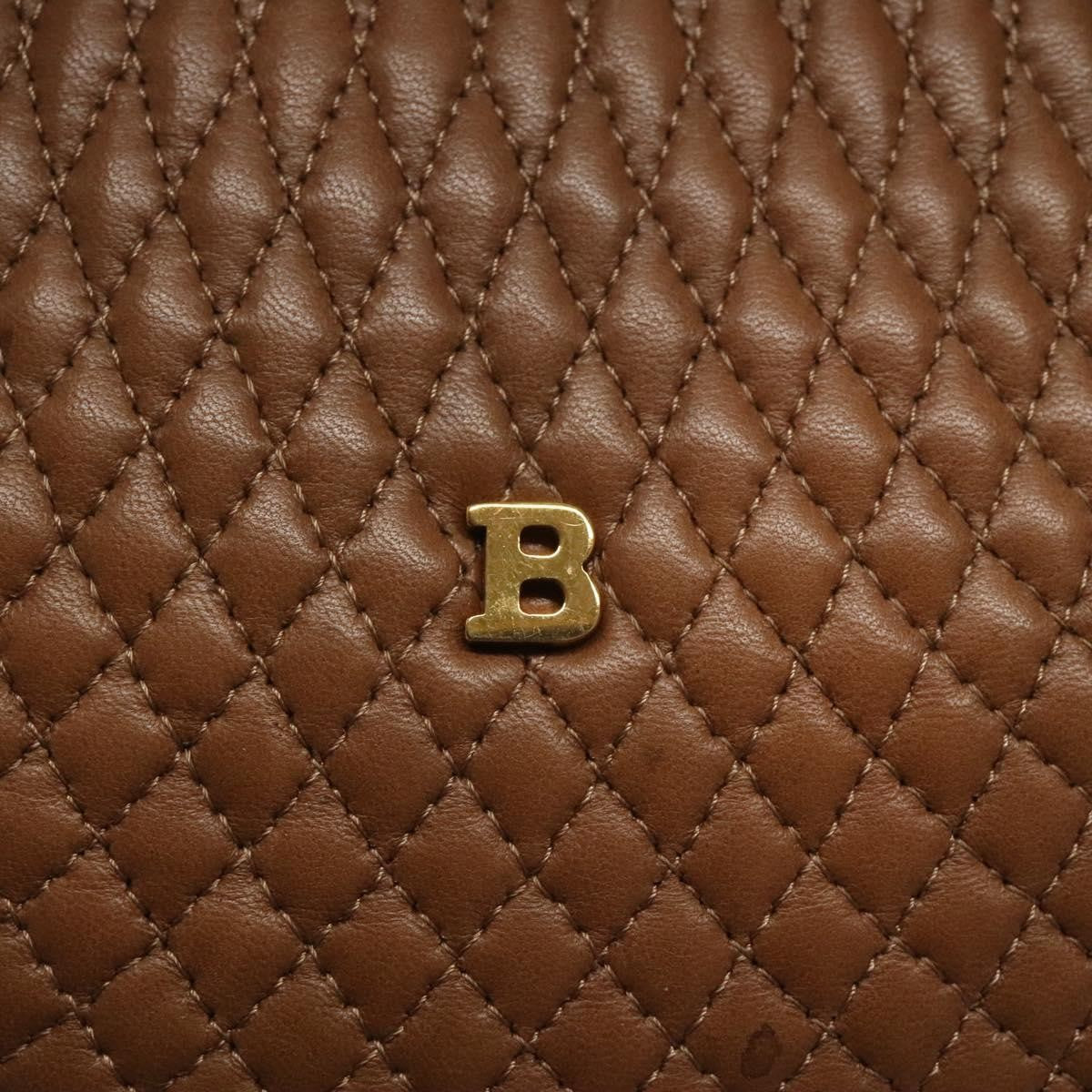 Bally Vintage Quilted Leather Brown Leather Handbag (Pre-Owned)