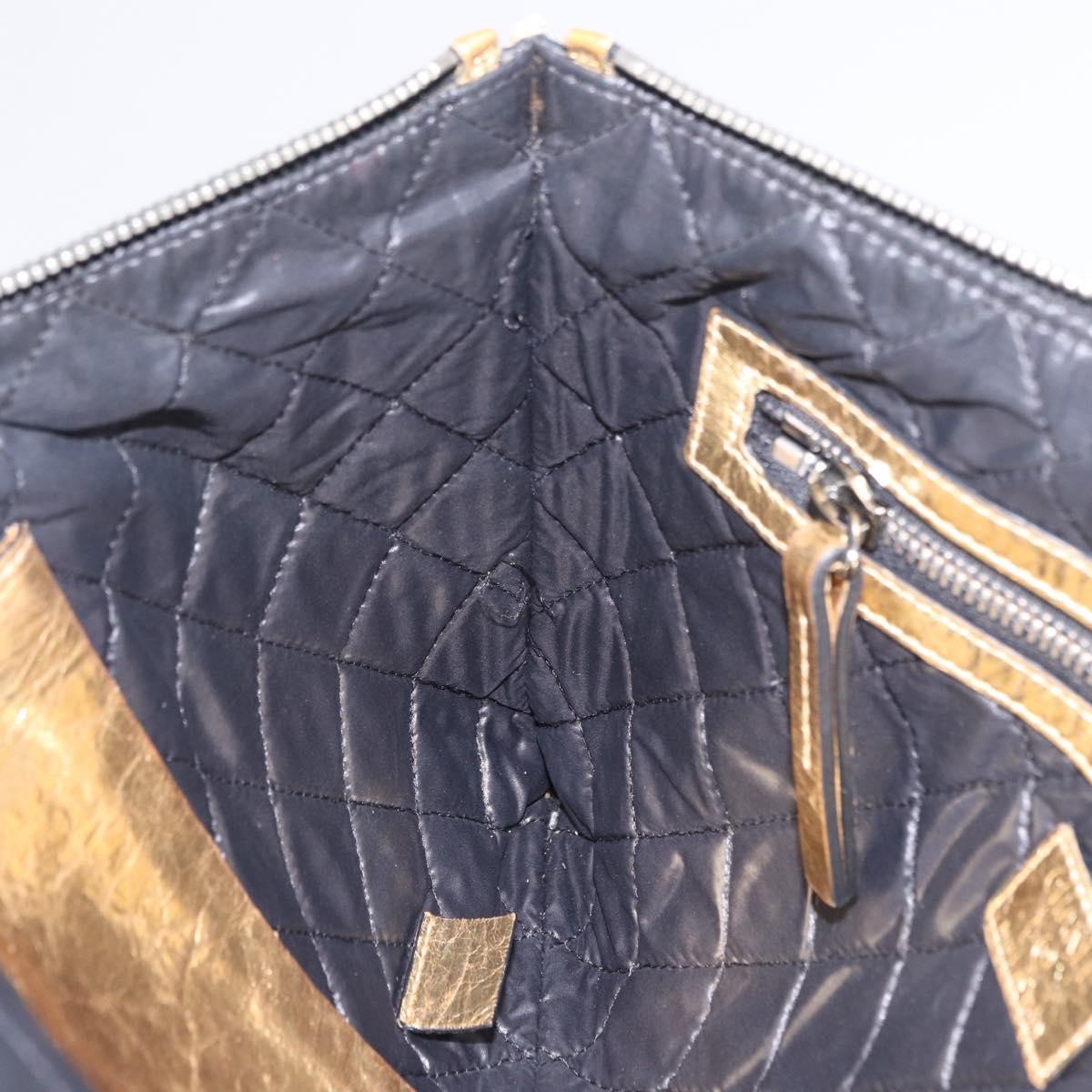 Chanel Feminine Crinkled Leather Gold Leather Clutche & Pouche Bag (Pre-Owned)