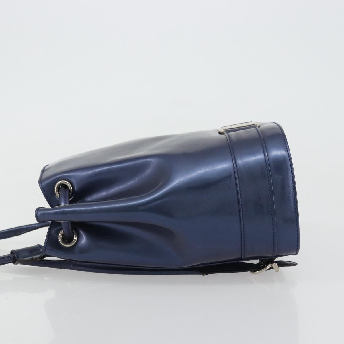 Salvatore Ferragamo Vala Patent Leather Navy Patent_Leather Backpack Bag (Pre-Owned)
