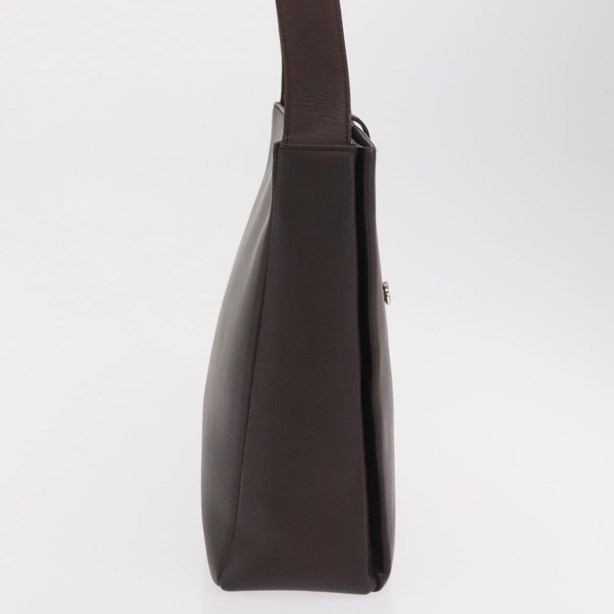 Salvatore Ferragamo Gancini Leather Brown Leather Shoulder Bag Bag (Pre-Owned)