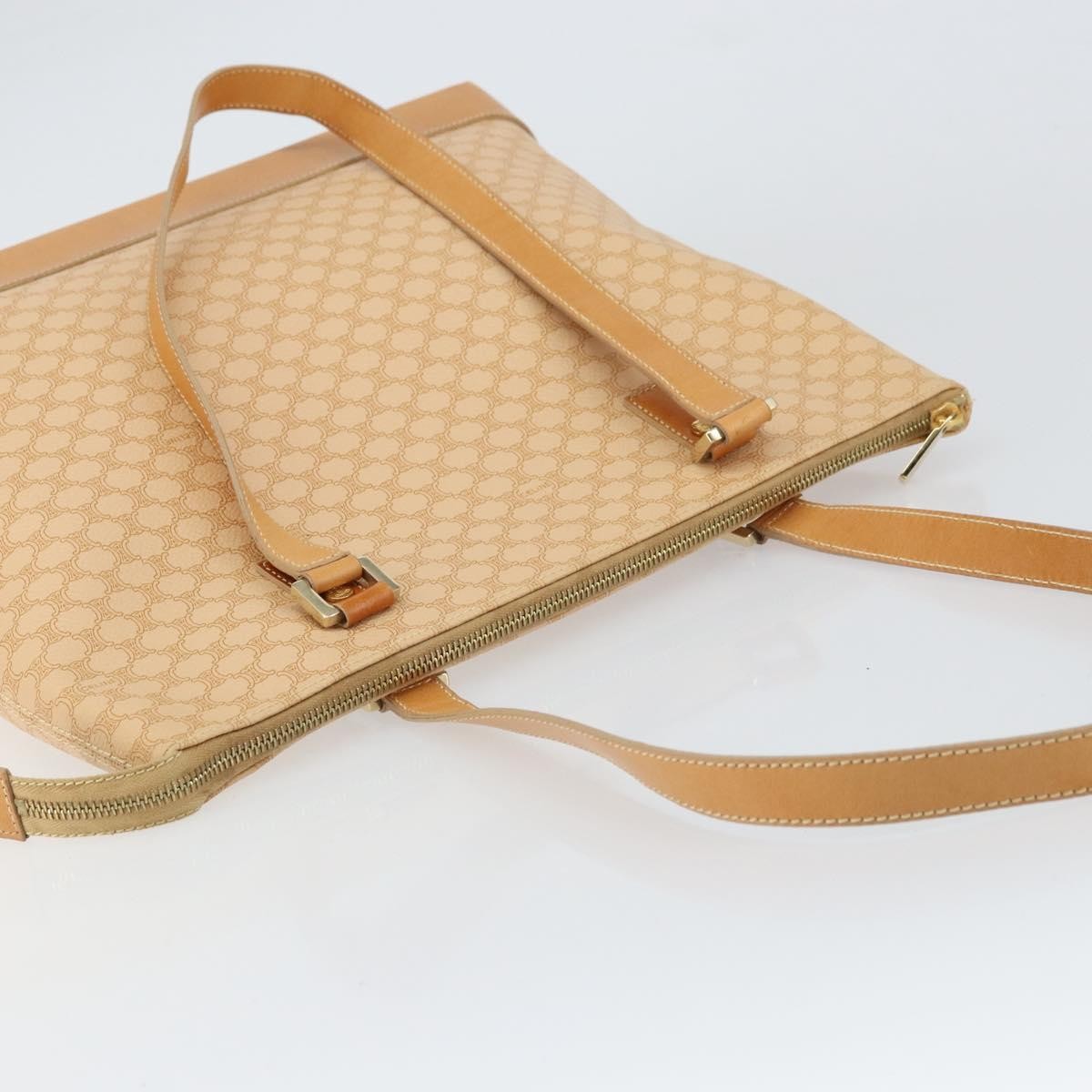 Celine Vintage Macadam Canvas And Leather Beige Canvas Tote Bag Bag (Pre-Owned)