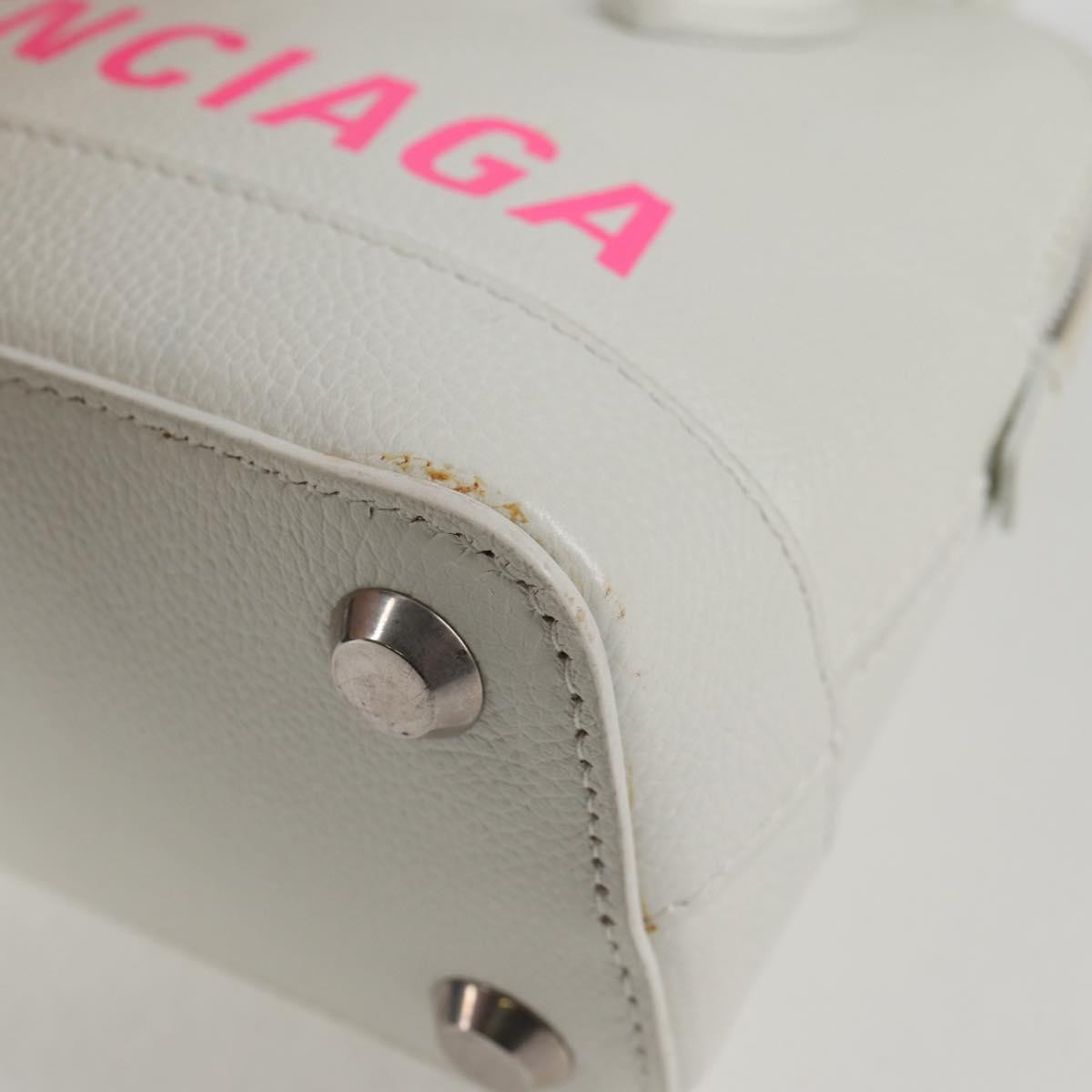 Balenciaga Logo Ville Leather White Leather Handbag (Pre-Owned)