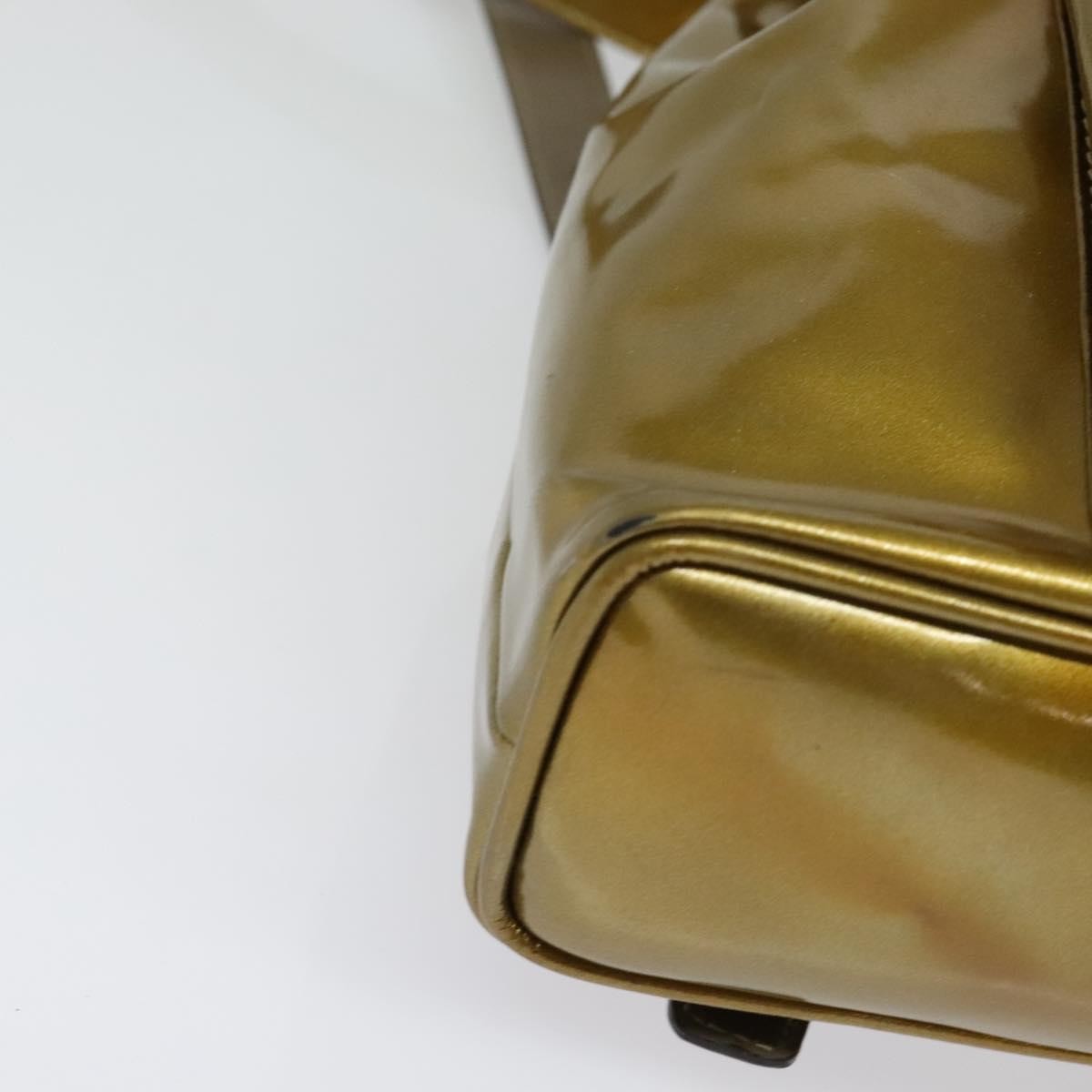 Gucci Vintage Bamboo Patent Gold Patent_Leather Backpack Bag (Pre-Owned)