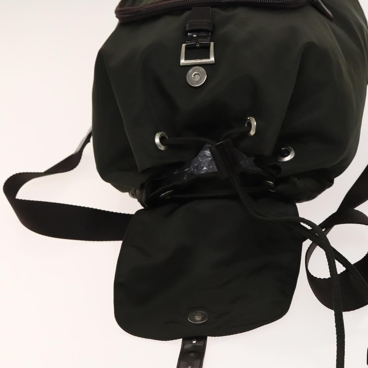 Prada Front Pocket Buckle Nylon Khaki Nylon Backpack Bag (Pre-Owned)