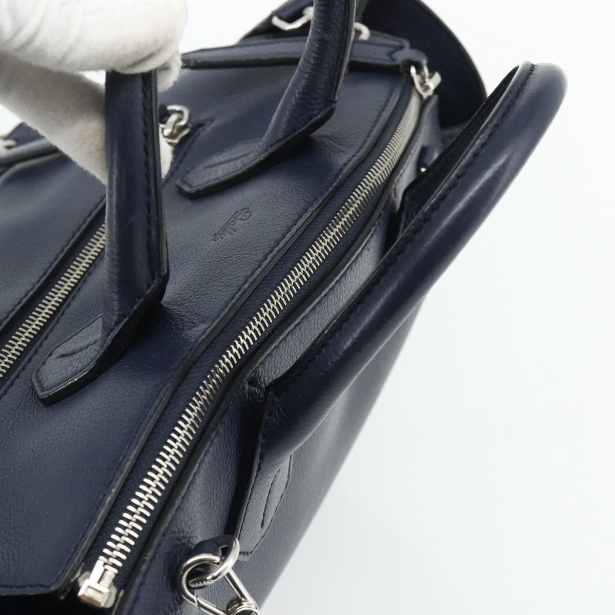 Bally Vintage Leather Navy Leather Handbag (Pre-Owned)